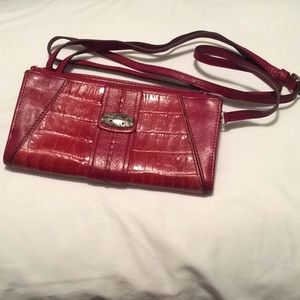 Brighton wallet. Red with shoulder strap.